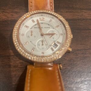 Michael Kors Rose Gold Chronograph with  Leather Band No scratches